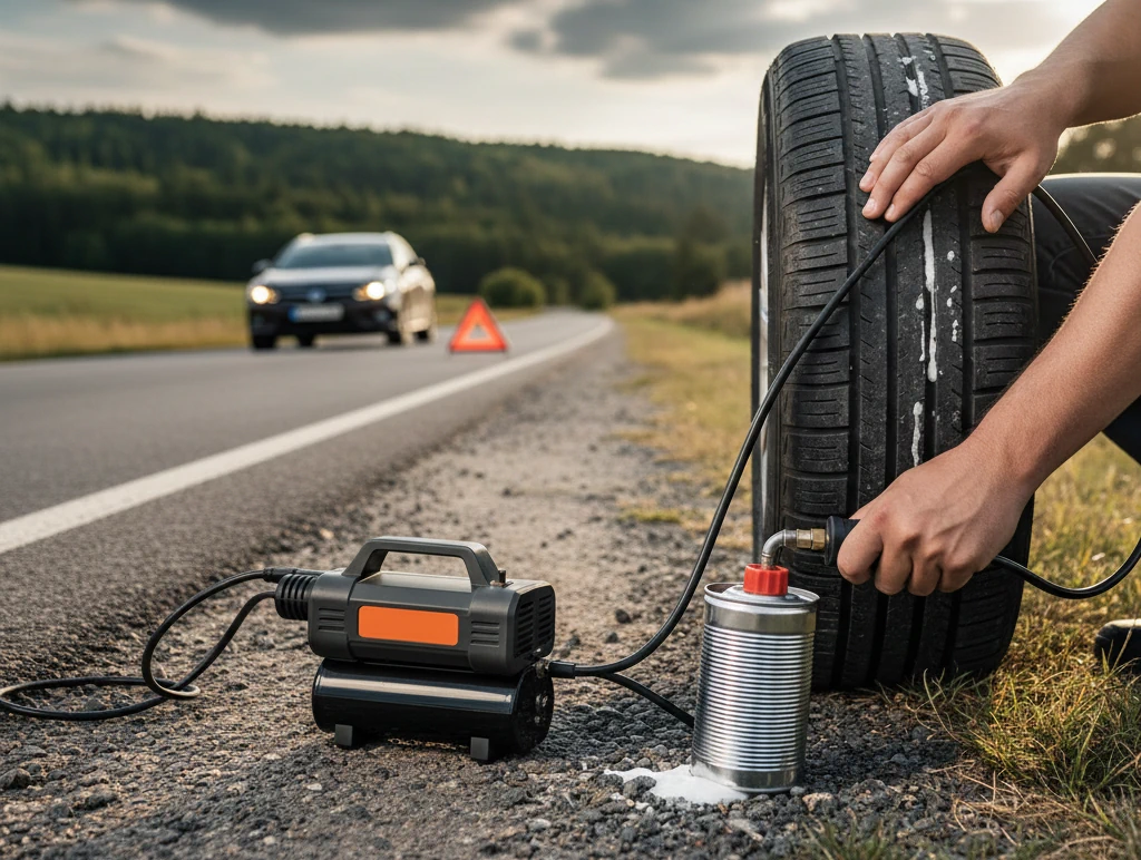 Zestaw do naprawy opon (kompresor + uszczelniacz) – test na trasie